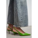 NİŞANTAŞI SHOES Megy Yeşil Mat Arka Açık Toka Detay Sivri Burun Kadın Topuklu Ayakkabı