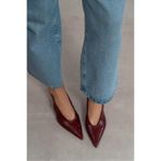 NİŞANTAŞI SHOES Melvin Bordo Desenli Mat Bilek Lastik Detay Kadın Topuklu Ayakkabı