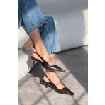 NİŞANTAŞI SHOES Rodney Kahve Desenli Lastik Detaylı Kadın Topuklu Ayakkabı