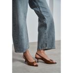 NİŞANTAŞI SHOES Rone Taba Mat Sivri Burun Önü Açık Tokalı İnce Topuklu Kadın Ayakkabı