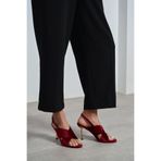 NİŞANTAŞI SHOES Zoya Bordo Kadife Çapraz Bant İnce Topuklu Kadın Sandalet