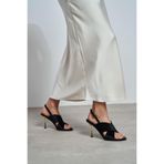 NİŞANTAŞI SHOES Zoya Siyah Kadife Çapraz Bant İnce Topuklu Kadın Sandalet