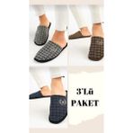Nisanur Shoes 3'lü Erkek Ev Terliği-Misafir Terliği-Çeyiz Bohça Terliği-Damat Terliği-Balkon Terliği - 01-Siyah