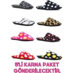 Nisanur Shoes 5'li Karışık Desen Kadın Ev Terliği, Misafir Terliği, Çeyiz Bohça Terliği - Bordo - Gri Melanj - Krem - Antrasit