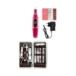 Nisar Store 12 Parça Çantalı Manikür Pedikür Seti ve Elektrikli 12V Tırnak Törpü Manikür Pedikür Makinesi Set - Option-1