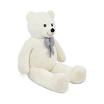 Nisar Store 160 cm Dev Pelüş Ayı, Papyonlu ve Sarılmalık, Yumuşak ve Sevimli Büyük Boy, Sevgiliye Hediye (Krem) - 01-Mavi