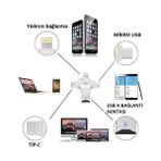 Nisar Store 4'ü 1 Arada Otg Kart Okuyucu Dört Bağlantı Noktası: Lightning + Tip C + Micro USB + USB Kart Okuyucu, Gümüş - Option-1