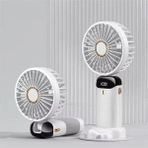 Nisar Store Aet Mini Klima 5 Kademeli Şarjlı Taşınabilir Dijital LED Göstergeli El Fanı Vantilatör - Beyaz - 001-Siyah