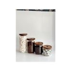 Nisar Store Ahşap Kapaklı 4 Lü Cam Saklama Kabı -Kavanoz 1000-700-500-300 ml - 000-Siyah - 1 Adet - Option-1