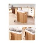 Nisar Store Çamaşır Sepeti Doğal Bambu Katlanabilir Kirlilik, Yıkanabilir Çıkarılabilir Astar Torbalı, Sele Görünümlü Şık ve Dayanıklı Çamaşır Sepeti, Kapaklı ve Ergonomik Tasarım (2 Bölmeli) - 1 kg