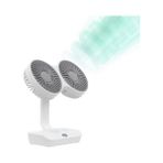 Nisar Store Çift Başlı Taşınabilir USB Şarjlı Fan, LED Gece Lambası ve 5000MAH Pil ile Uzun Çalışma Süresi, Ayarlanabilir Hız ve 270° Dönebilir Kafalar, Ev, Ofis, Kamp Için Ideal (CZ-01X - Beyaz) - 001-Siyah