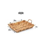 Nisar Store El Yapımı Su Sümbülü Hasır Kulplu Dekoratif Tepsi Küçük Boy (29CM*23CM*4CM) - Kestane Akaju - Option-1