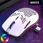 Nisar Store Kablosuz Petek Tasarım Şarjlı Gaming Mouse – Rgb Aydınlatmalı 3200 Dpı Ultra Hafif Beyaz - Option-1 - 001-Renkli