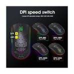 Nisar Store Kablosuz Petek Tasarım Şarjlı Gaming Mouse – Rgb Aydınlatmalı 3200 Dpı Ultra Hafif Siyah - Option-1 - 001-Renkli