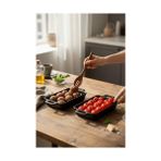 Nisar Store Life 2 Li Kulplu Seramik Siyah Sosluk Meze Çerez Meyve Sunum Tabağı Kahvaltı Seti MIT1273 - Option-1 - 51R-Turuncu