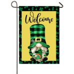 NISEVAN St Patricks Günü Şapkası Bahçe Bayrağı 40,7 x 45,7 cm Çift Taraflı Yonca Yeşil Şapka Cüce Karşılama Bahçe Bayrağı Mart Bahar Avlu Tatil Dekorasyonu