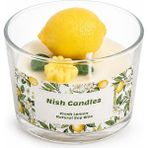 Nish Candles Limon Mum Dekorlu ve Limon Çiçeği Süslemeli Limon Kokulu Soya Mumu Yazlık & Bahar Ev Balkon Masa Süsü - Sarı