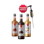 Nish Coffee Nish Vanilya,Karamel,Çikolata Aromalı Şurup 3 x 700 ML - Pet Şişe + Pompa Hediyeli