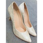 Nish N4292-3 Kadın Yılan Baskılı Hakiki Deri Stiletto Klasik Ayakkabı - Bej
