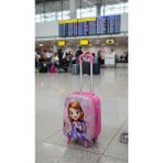 Nishev.com Evini Sev Karakterli Kız Çocuk Pembe Kabin Boy Çekçekli Valiz - Renkli