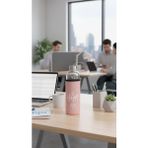 Nishev.com Evini Sev Lüks Şeffaf Kılıflı Cam Matara 1000ML – Açık Pembe - Renkli - 1 Adet