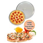 Nishev Premium 32cm Delikli Pizza, Lahmacun & Pide Tepsisi Seti – 5 Parça