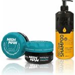 Nishman M4 Mat Görünümlü Saç Şekillendirici Wax x 3 Adet 400 ml Tuzsuz Şampuan ile