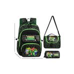Niss Store Deri Baskılı Kaliteli Minecrafter Erkek Okul Çantası Termal Beslenme Çantası ve Kalemlik 3 lü set