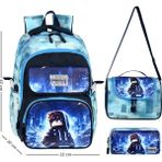 Niss Store Deri Baskılı Kaliteli Roblox Erkek Okul Çantası Termal Beslenme Çantası ve Deri Kalemlik 3'lü Set - Çok Renkli
