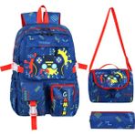 Niss Store Kore Kawaii Gamer Oyun Temalı Erkek Çocuk Ilkokul Çantası Termal Beslenme Çantası ve Kalemlik Set - Lacivert