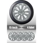 Nissan Pirmera Qashqai 15" Inç Uyumlu 4 Adet 1 Takım Gri Kırılmaz Esnek Jant Kapağı 019 - Universal