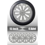 Nissan Pirmera Qashqai 15" Inç Uyumlu 4 Adet 1 Takım Gri Kırılmaz Esnek Jant Kapağı 027 - Universal