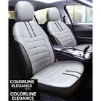 Nissan Presea 1990–1999 Colorline Elegance Serisi Deri Gri Siyah Koltuk Kılıfı - Modüler Standart - Gri - Siyah
