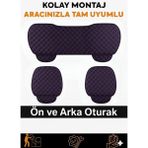 Nissan Primera (Ilk Nesil) 1990–2001 Uyumlu 3 Parça Kapitone Oturak Araba Koltuk Suni Deri Siyah Mor - Kaymaz | Trobus - Siyah - Mor