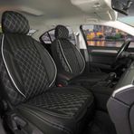 Nissan Primera Lüx Yarı Deri Oto Koltuk Kılıfı Ön Arka Takım İSTANBUL SERİSİ SİYAH BEYAZ