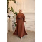 Nissra Ankanoor Dubai İpeği Çift Fırfırlı Salaş Elbise 150 CM Anka255068