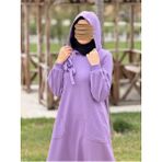 Nissra Ankanoor Kapüşonlu Sweat Elbise ANKA252007 - Mor - 38 - 40