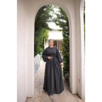 Nissra Ankanoor Robalı Büzgülü Oversize Elbise ANKA255093 - Füme