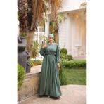 Nissra Ankanoor Robalı Büzgülü Oversize Elbise ANKA255093 - Mint