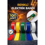 nistabolje 100 Adet Ekonomik Renkli Elektrik Bandı İzole Bant Pratik ve Esnek Elektrikçi Bandı