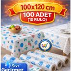 Nistabolje 100 Adet Kullan At Masa Örtüsü(10'lu Rulo x 10) Su, Sıvı ve Yağ Geçirmez 100X120CM Sofra Kağıdı Piknik Örtüsü