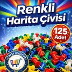 Nistabolje 125 Adet Renkli Harita Çivisi Mantar Pano Raptiyesi Pratik Kullanım İçin