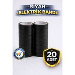 nistabolje 20 Adet Esnek Siyah Elektrik Bandı Dayanıklı Pvc Kablo Izole Elektrikçi Bantı