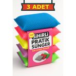 nistabolje 3 Adet Sihirli Pratik Sünger Renkli Bulaşık Süngeri Petek Dokulu Ovalama