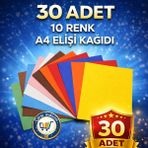Nistabolje 30 Adet A4 Elişi Kağıdı Karışık Renk 10'lu