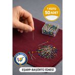 nistabolje 50 Adet 1 Kutu Eşarp İğnesi Başörtü İğnesi Renkli Tesettür Türban Şal İğnesi Toplu İğne