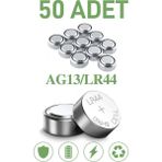 Nistabolje 50 Adet AG13/LR44 Düğme Pili Alkalin 1,5 V Yüksek Performanslı