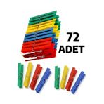 nistabolje 72 Adet Mandal Klasik Çamaşır Mandalı Plastik Güçlü Tutucu Çok Amaçlı