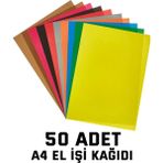Nistabolje Karışık Renk 50 Adet A4 Elişi Kağıdı