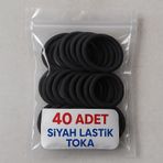 Nistabolje Siyah Kadın Saç Tokası 40 Adet Orta Boy Esnek Havlu Lastik Toka